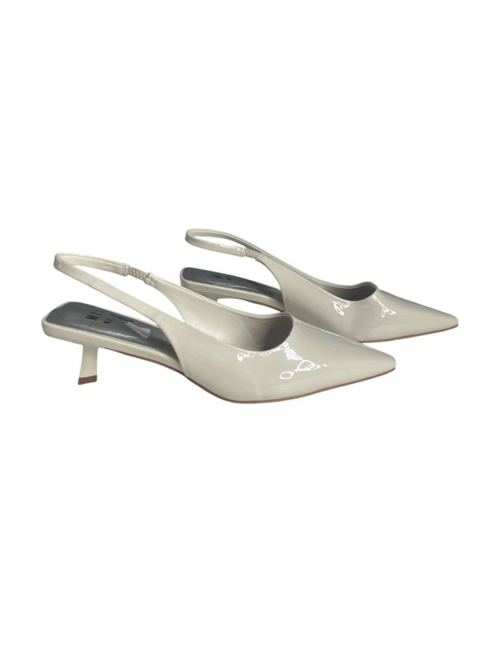 Mix No. 6 Slingback Kitten Heel Shoes Pointed Toe Size 7M Beige Elegant Classic